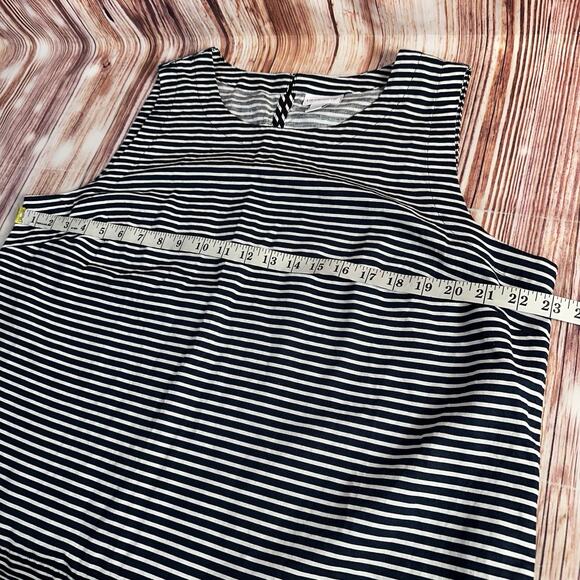 Liz Claiborne Size X Large Blue White Linen Blend Stripe Sleeveless Tank Top - Picture 6 of 9